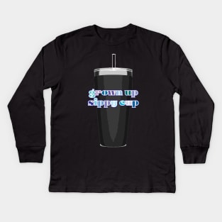 Grown Up Sippy Cup Kids Long Sleeve T-Shirt